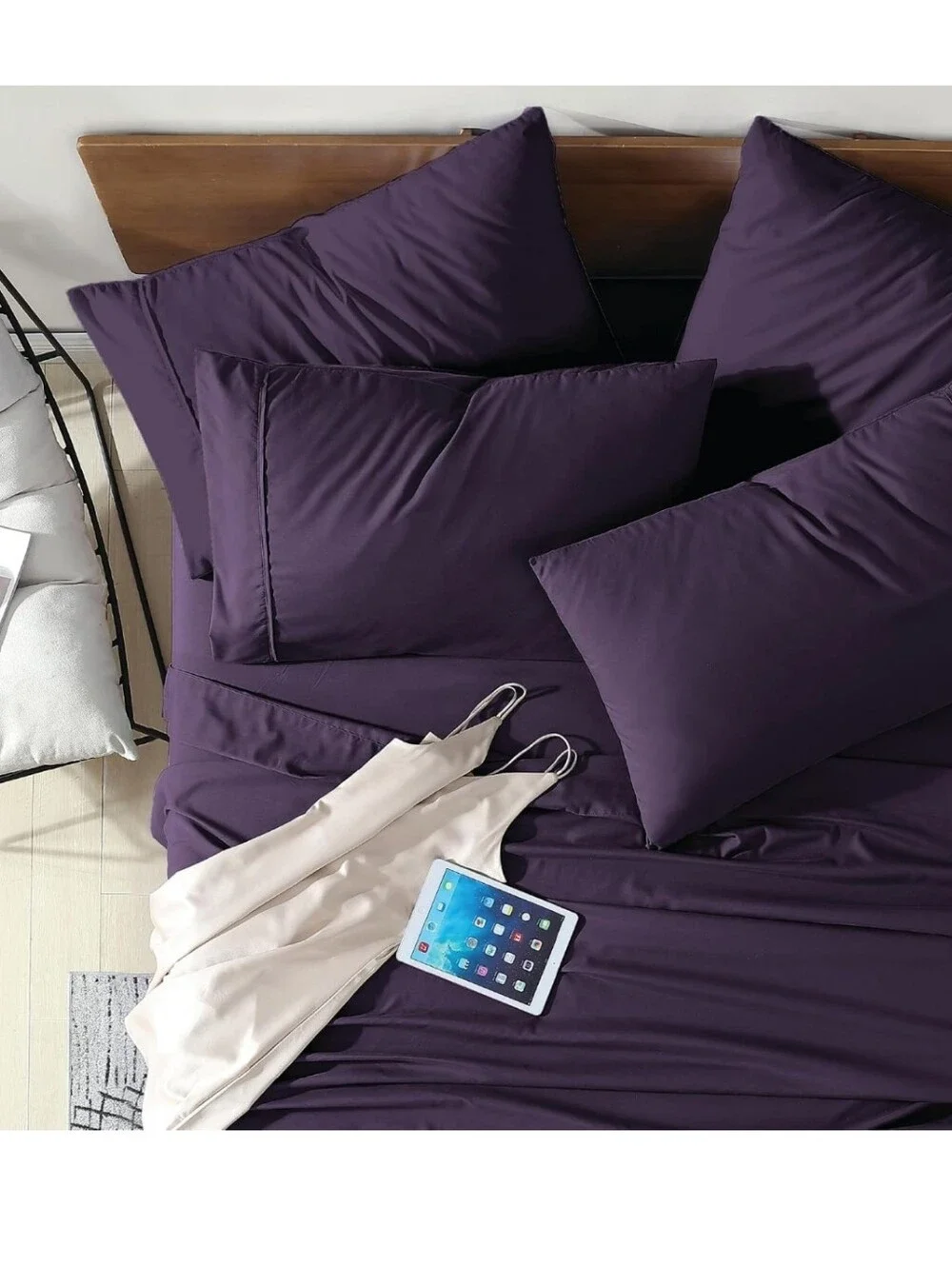 EaseHome Purple Full Size Sheets Set Deep Pocket to 18 inch Mattress 4 Piece